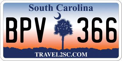 SC license plate BPV366