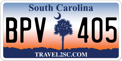 SC license plate BPV405