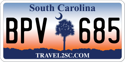 SC license plate BPV685