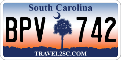 SC license plate BPV742