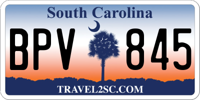 SC license plate BPV845