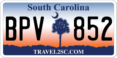 SC license plate BPV852