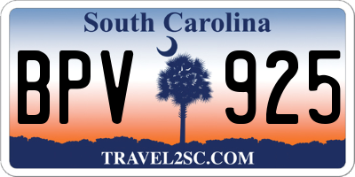 SC license plate BPV925