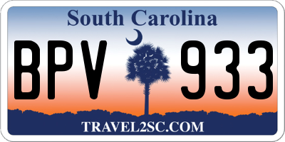 SC license plate BPV933