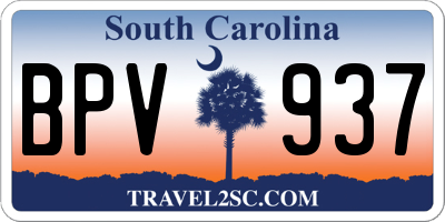 SC license plate BPV937
