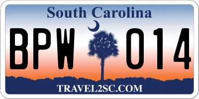 SC license plate BPW014