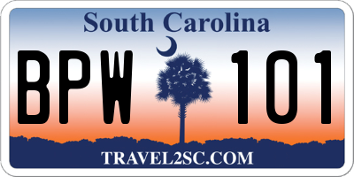 SC license plate BPW101