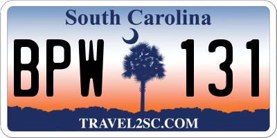 SC license plate BPW131