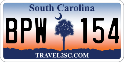 SC license plate BPW154