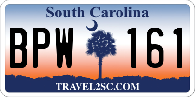 SC license plate BPW161