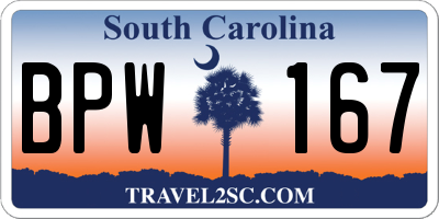 SC license plate BPW167