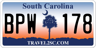 SC license plate BPW178