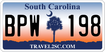 SC license plate BPW198