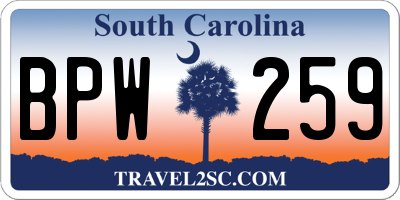 SC license plate BPW259