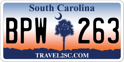 SC license plate BPW263