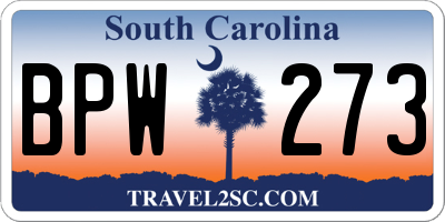 SC license plate BPW273
