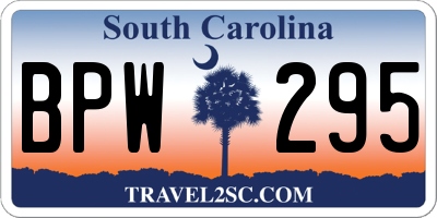 SC license plate BPW295