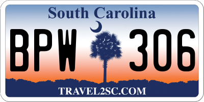 SC license plate BPW306