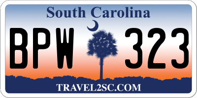 SC license plate BPW323