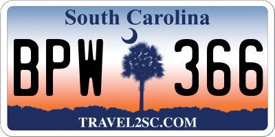SC license plate BPW366