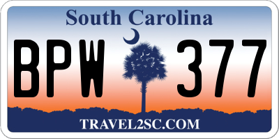 SC license plate BPW377
