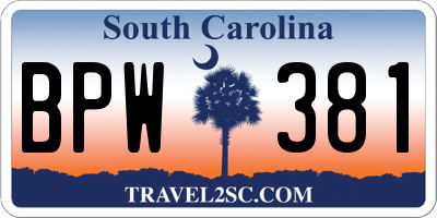 SC license plate BPW381