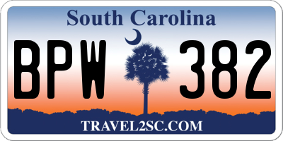 SC license plate BPW382