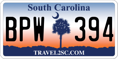 SC license plate BPW394