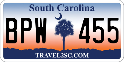 SC license plate BPW455