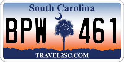 SC license plate BPW461