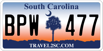 SC license plate BPW477
