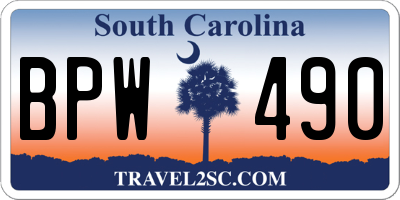 SC license plate BPW490