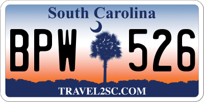 SC license plate BPW526