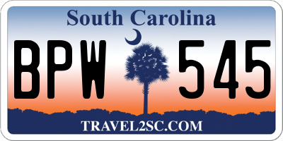 SC license plate BPW545