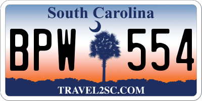 SC license plate BPW554