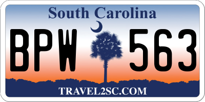 SC license plate BPW563