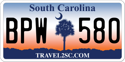 SC license plate BPW580