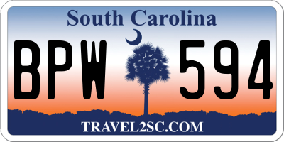 SC license plate BPW594
