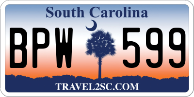 SC license plate BPW599