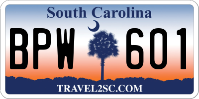 SC license plate BPW601