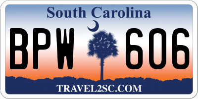 SC license plate BPW606