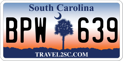 SC license plate BPW639