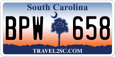 SC license plate BPW658