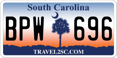 SC license plate BPW696