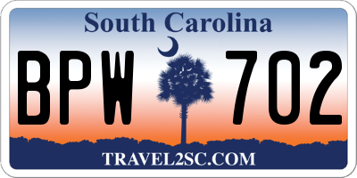 SC license plate BPW702