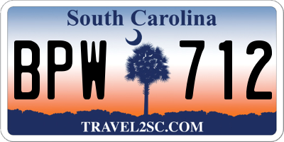 SC license plate BPW712