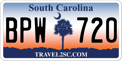 SC license plate BPW720