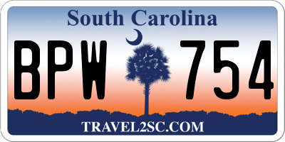 SC license plate BPW754