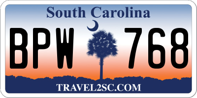 SC license plate BPW768