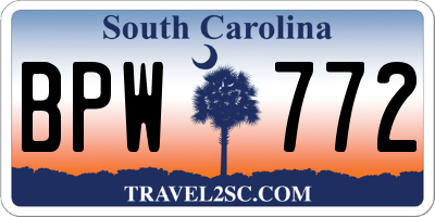 SC license plate BPW772